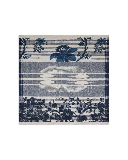 Pierre Louis Mascia Blue Molare Floral-Geometric Scarf