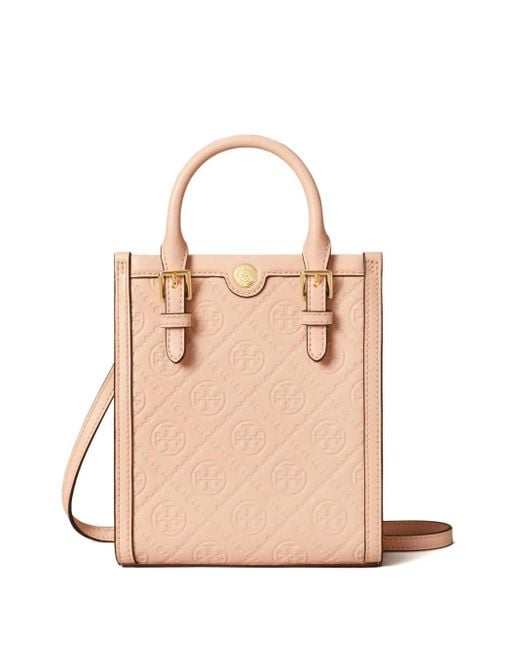 Tory Burch Mini N/S T-Monogram Tote Bag in Pink | Lyst Tory Burch Mini N/S T-Monogram Tote Bag in Pink | Lyst