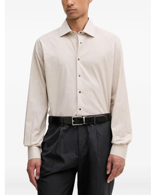 Karl Lagerfeld White Logo-Plaque Long-Sleeve Shirt for men