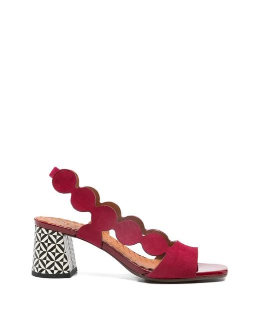 Chie Mihara Pink Scalloped Pattern Heel Sandals