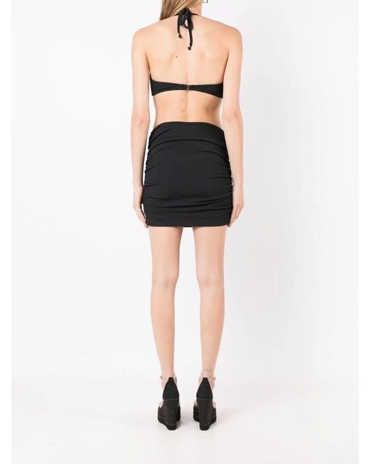 Amir Slama Black Ribbed-Detail Halterneck Dress