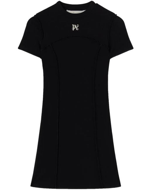 Palm Angels Black Monogram Mini Dress