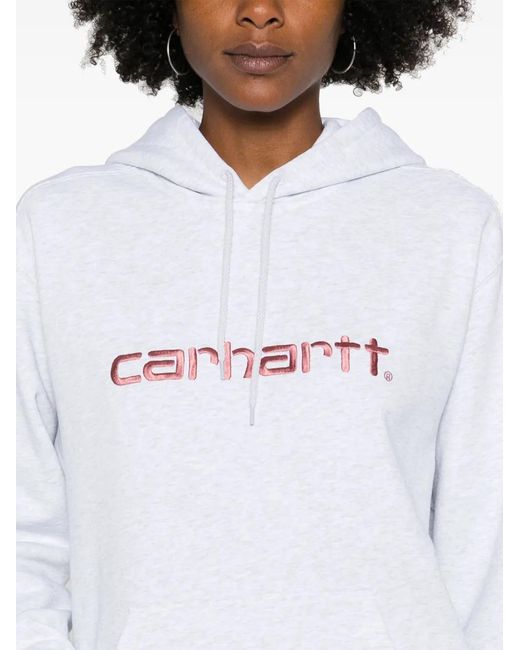 Carhartt White Logo-Embroidered Hoodie