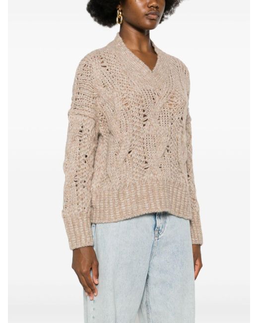 Ermanno Scervino Chunky Cable Knit Jumper in Natural Lyst