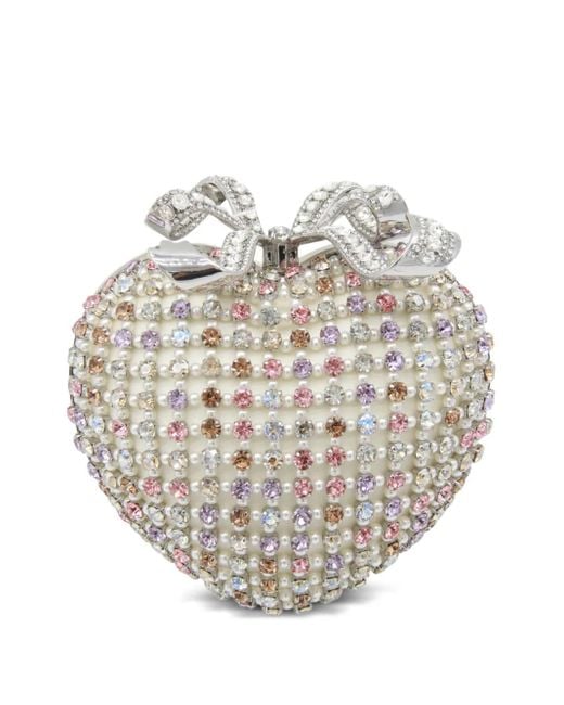 Self-Portrait White Crystal-Embellished Clutch Bag