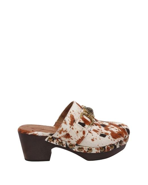 Kurt Geiger Brown Mansion Cow-Print Clogs