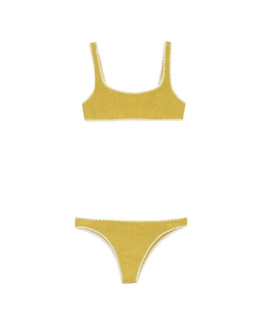 Mc2 Saint Barth Yellow Naomi Crochet-Knit Bikini