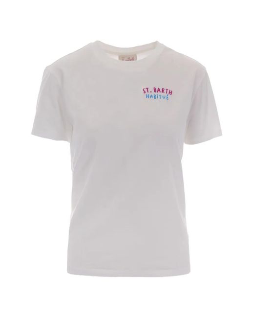 Mc2 Saint Barth White Emilie Embroidered Cotton T-Shirt