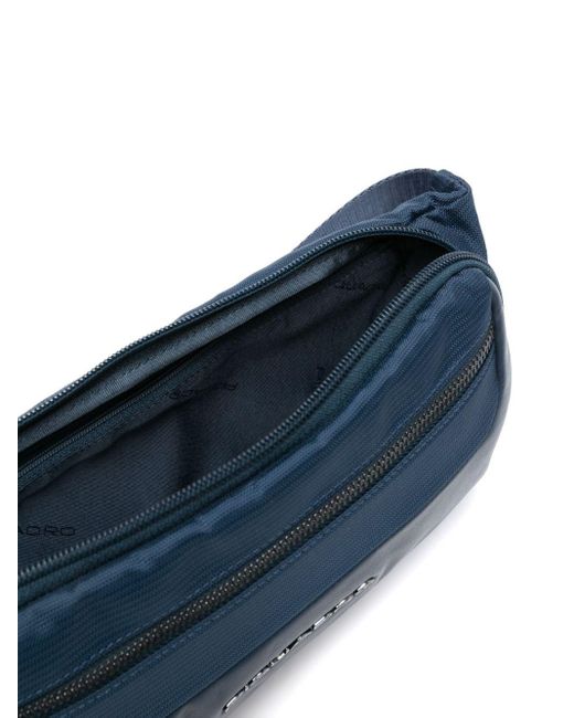 Piquadro Blue Logo-lettering Belt Bag for men
