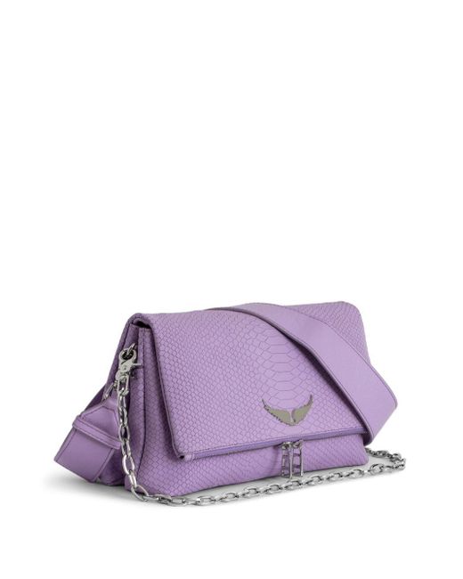 Zadig & Voltaire Purple Rocky Python-effect Crossbody Bag