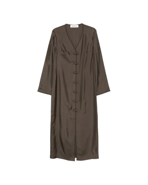 Rohe Green Frog Button Midi Dress