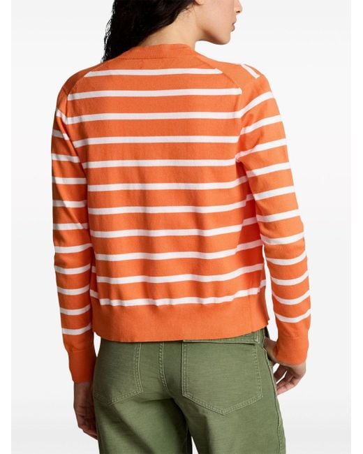 Polo Ralph Lauren Orange Striped Cotton-blend Cardigan