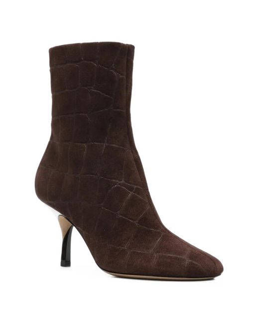 Jacquemus Brown Croc-Effect Ankle Boots