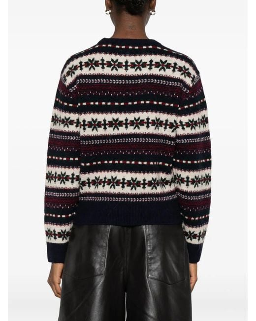 DUNST Black Fairisle-Pattern Crew-Neck Jumper