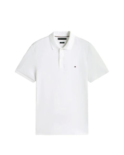 Tommy Hilfiger White Logo-Embroidered Polo Shirt for men