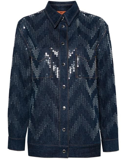 Missoni Blue Sequin-Embellished Denim Jacket
