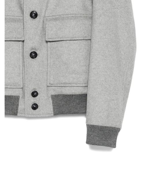 Boss Gray Button-Fastening Pocket Bomber Jacket for men