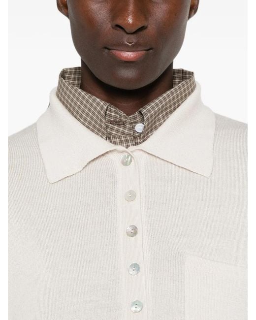 19.61 MILANO White Miura Button-Up Chest-Pocket Polo Top