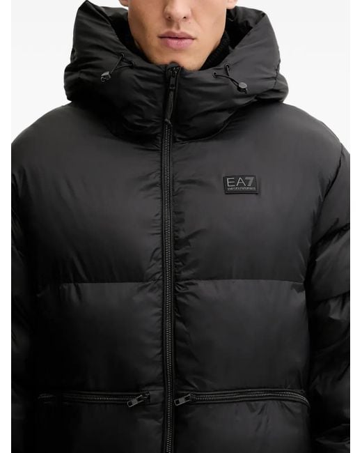 EA7 Gefütterter Mantel Mit Logo-Patch in Black für Herren