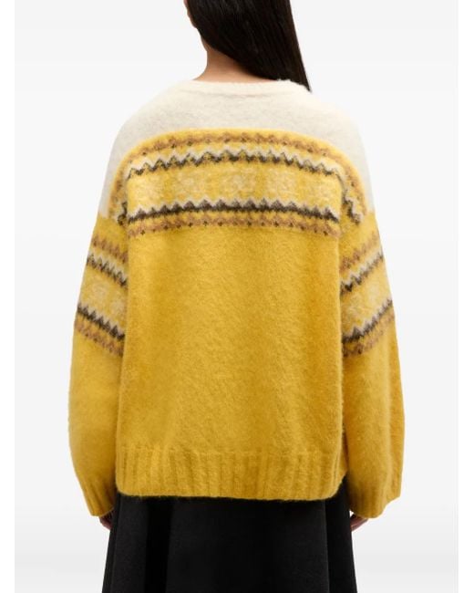 Ganni Yellow Patterned Sweater