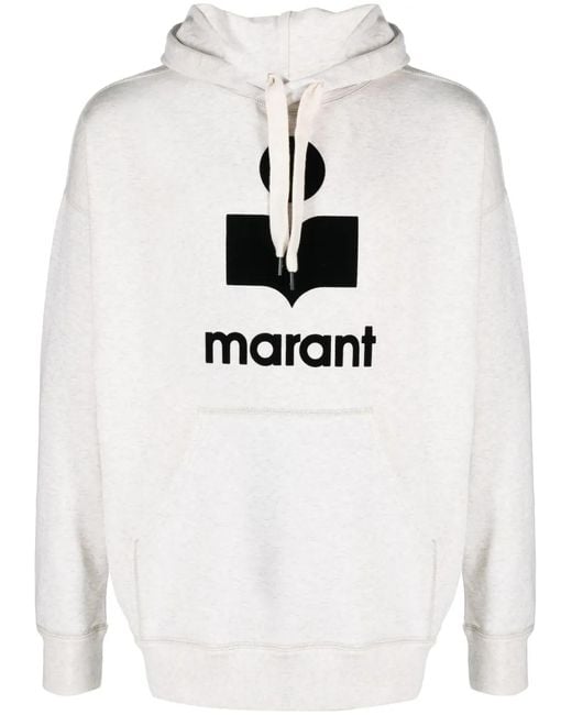 Isabel Marant White 'Miley' Hoodie With Flocked Logo for men