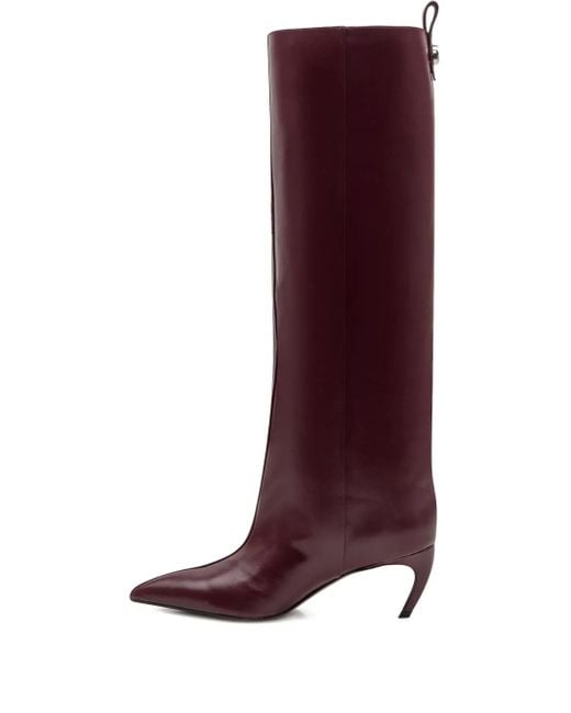 The Attico Red 65Mm Lea Pointed-Toe Leather Boots