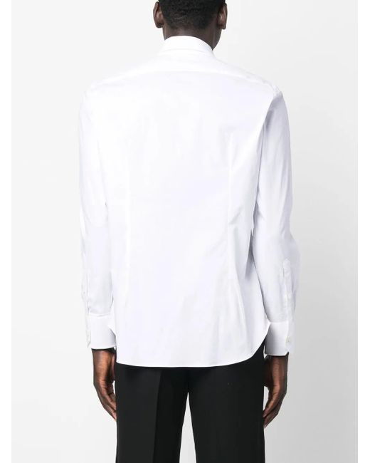 Billionaire White Logo-Embroidered Long-Sleeve Shirt for men