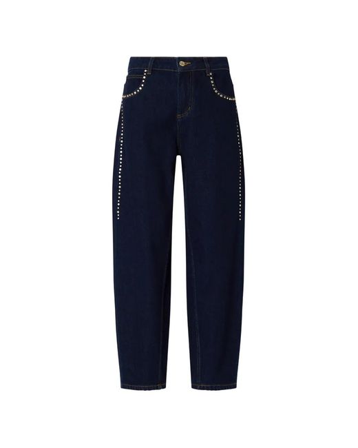Liu Jo Blue High-Waisted Jeans With Rhinestones