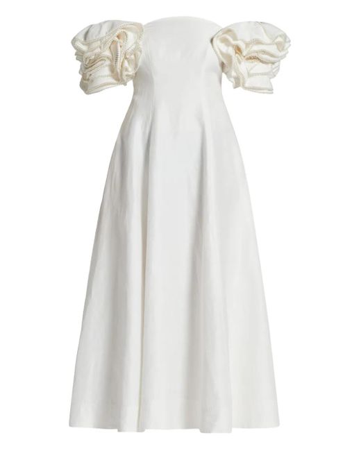 Aje. White Twyla Ruffled Off-Shoulder Dress