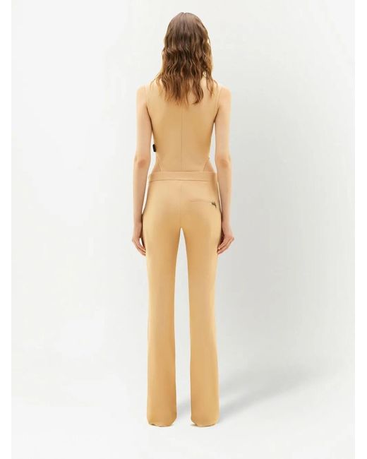 Courreges Natural Embroidered Logo Flared-Leg Trousers