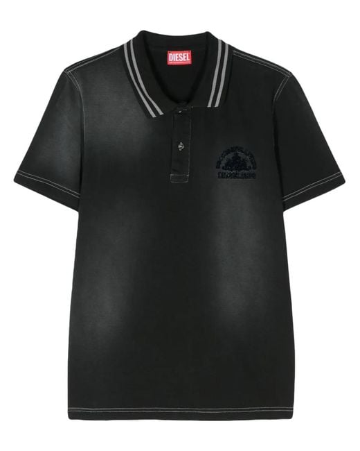 DIESEL Black T-Smid Cotton Polo Shirt for men
