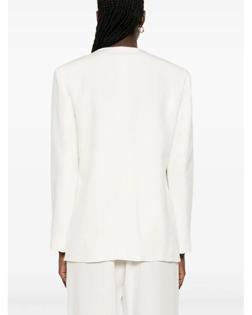 A.M.G White Double-Breasted Blazer