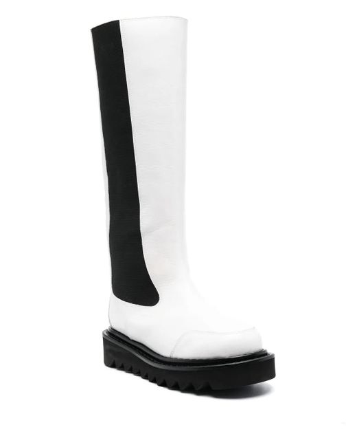 Toga White Two-Tone Knee Boots