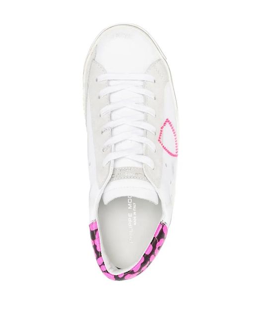 Philippe Model White Side Stitched-Logo Detail Sneakers
