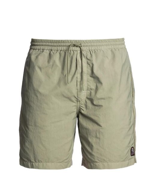 Parajumpers Green Logo-Patch Swim Shorts for men