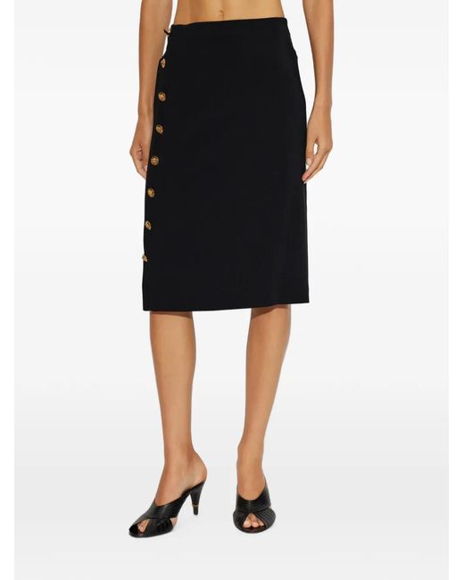Versace Black Buttoned Midi Skirt