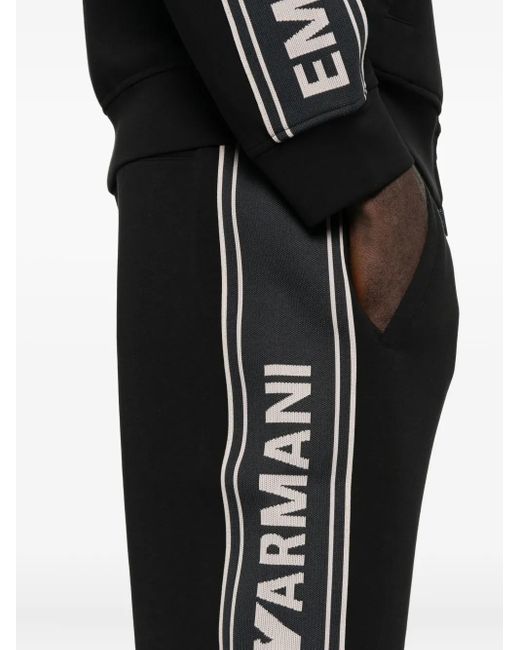 Emporio Armani Black Logo-Detail Track Pants for men