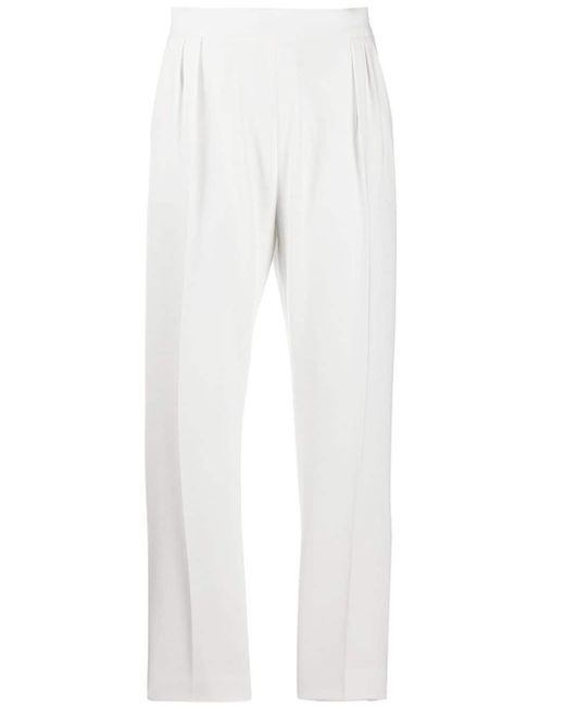 Max Mara White Pleated Cropped Trousers
