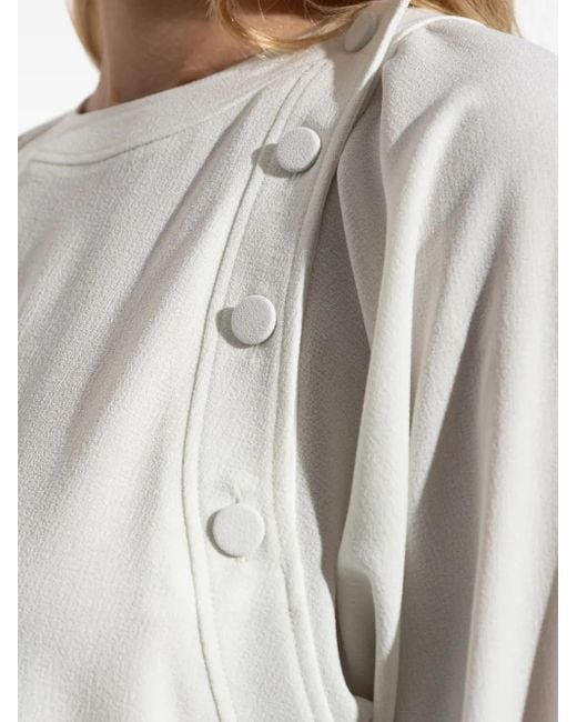 Emporio Armani White Button-Detail Raglan-Sleeves Blouse