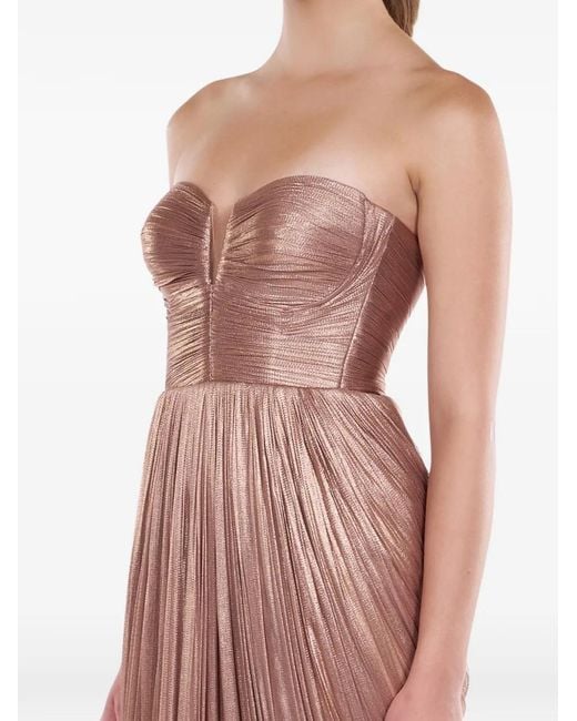 ARAFTU Brown Robe Plissée À Fini Métallisé
