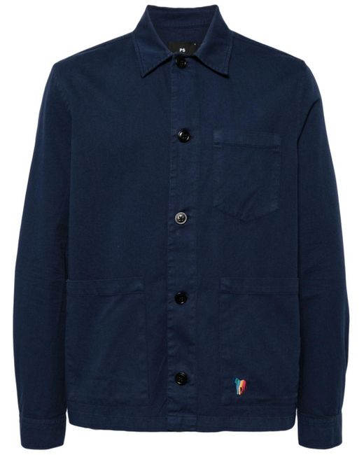 PS by Paul Smith Blue Broad Stripe Zebra-embroidered Jacket for men