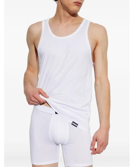 DSquared² White Logo-Patch Tank Top for men