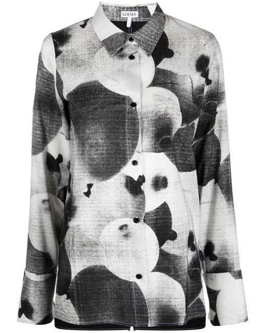 Loewe Gray Abstract-print Shirt