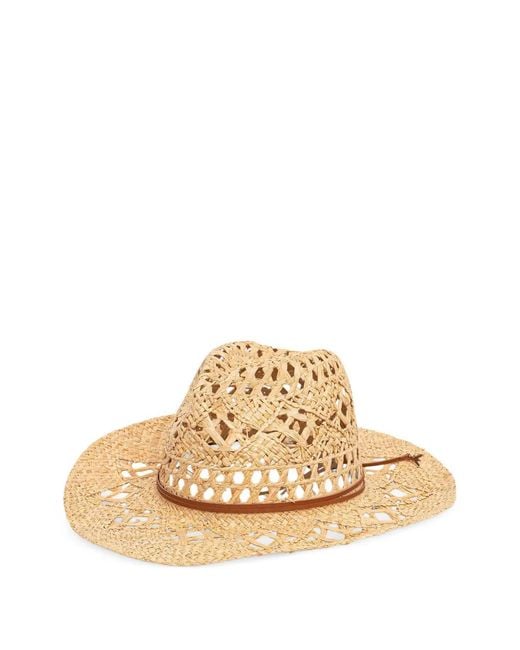 Patrizia Pepe Natural Woven Open-Knit Hat