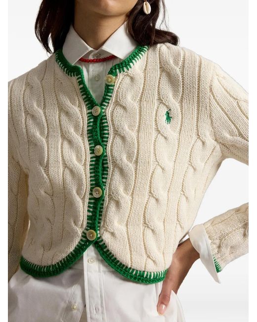 Polo Ralph Lauren White Cable-Knit Cardigan