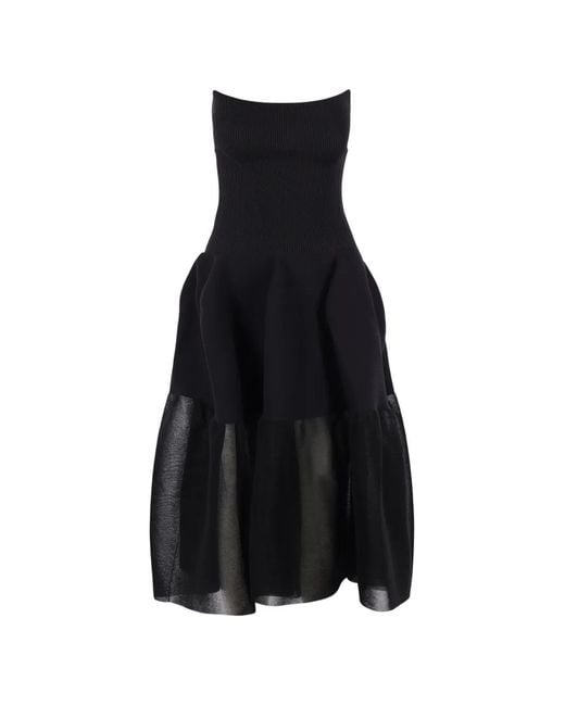 CFCL Black Ribbed-Knit Panelled Mini Dress