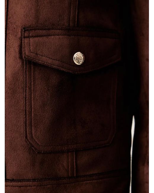 Morgan Red Suede-Effect Zip-Up Jacket