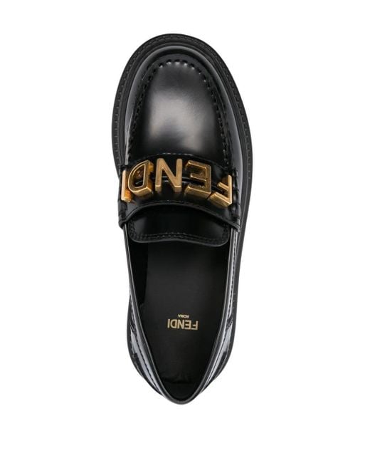Fendi Black Logo-lettered Chunky-sole Loafers