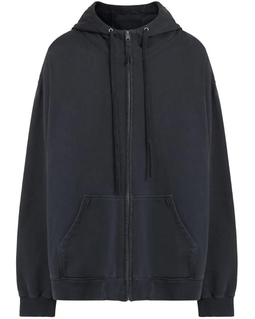 Maison Margiela Blue Zipped Drawstring Hoodie for men