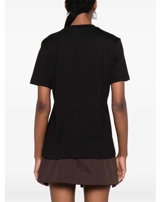 MSGM Black Logo-Embroidered T-Shirt
